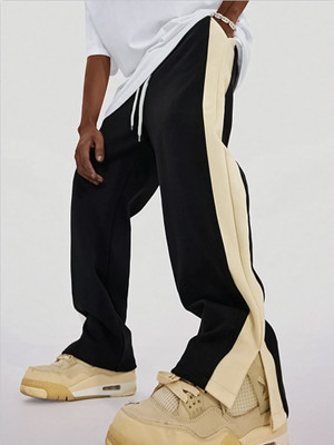 MANIAC Colorblock Men Black Track Pants