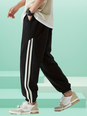 Style Sizzle Striped Men Black Track Pants