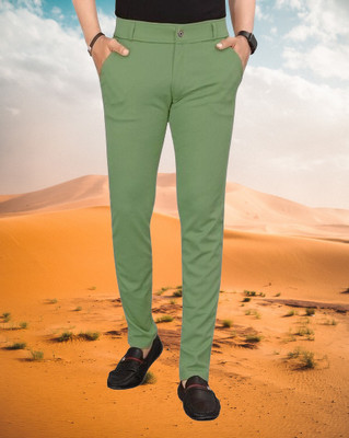 ISUEL FAB Solid Men Light Green Track Pants