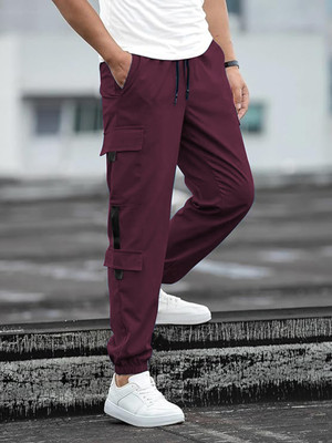 Kesaria Textile Company Solid Men Maroon Track Pants