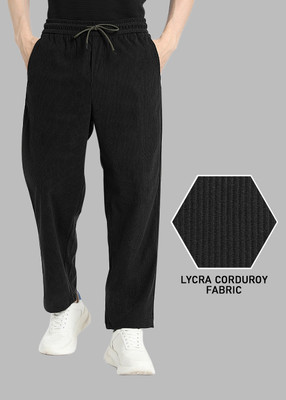 INDICLUB Self Design Men Black Track Pants
