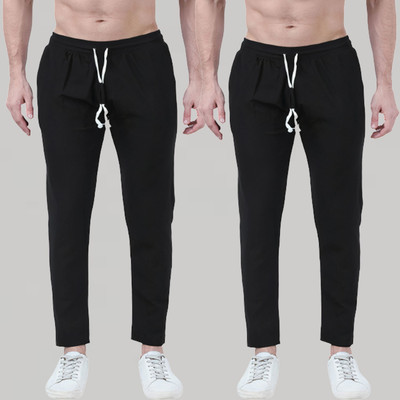 Trandone Solid Men Black Track Pants