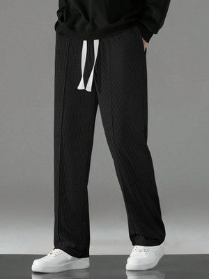 KAJARU Self Design Men Black Track Pants