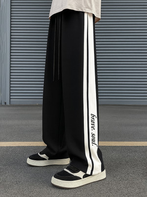 Jump Cuts Colorblock Men Black, White Track Pants