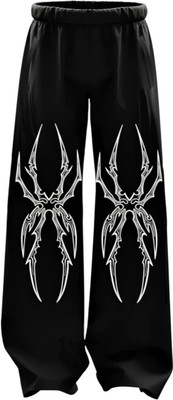 Genrexity Printed Men Black Track Pants