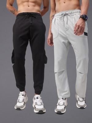 MADSTO Solid Men Black, Silver Track Pants