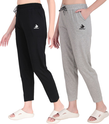 SEAPRINT Solid Women Black, Grey Track Pants