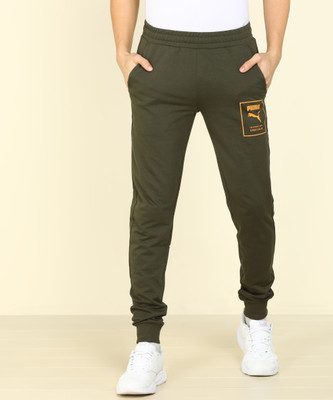 PUMA Mens Graphic Pants 11 Solid Men Green Track Pants