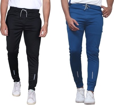 GAJAVU Solid Men Black, Blue Track Pants