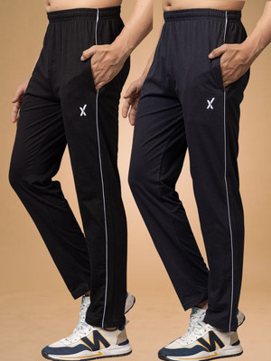 axys Solid Men Grey, Black Track Pants