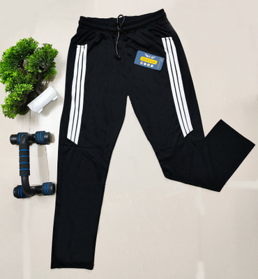 Crease & Clips Striped Men Black Track Pants