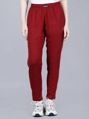 Texfro Solid Women Maroon Track Pants
