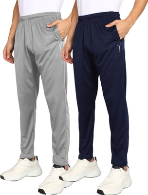 Flicfol Solid Men Dark Blue, Grey Track Pants