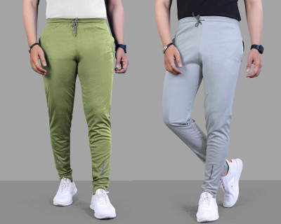 Z-DEVIL Solid Men Light Green, Grey Track Pants