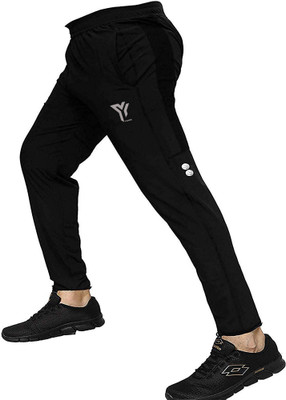 YUNEK Solid Men Black Track Pants