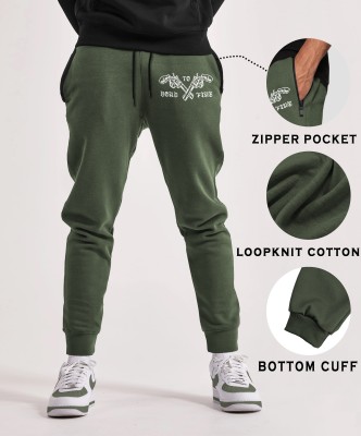 TRIPR Printed Men Green Track Pants