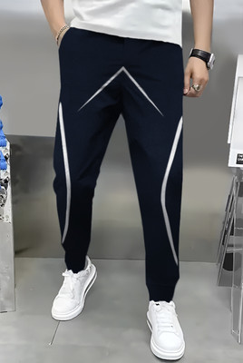 TRIPR Printed Men Blue Track Pants