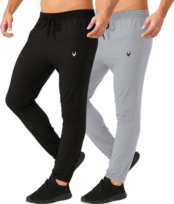 69 WILDHORN STREET Solid Men Black, Beige Track Pants
