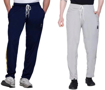 HVBK Striped Men Blue, Grey Track Pants