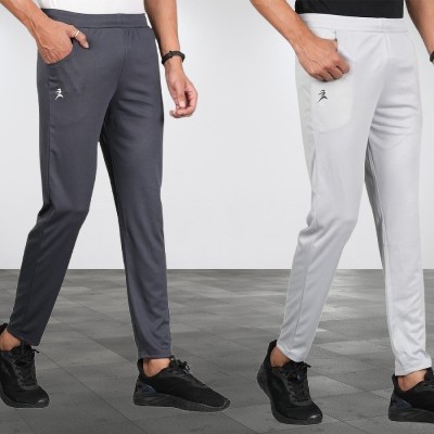 FICKA Solid Men Grey, White Track Pants