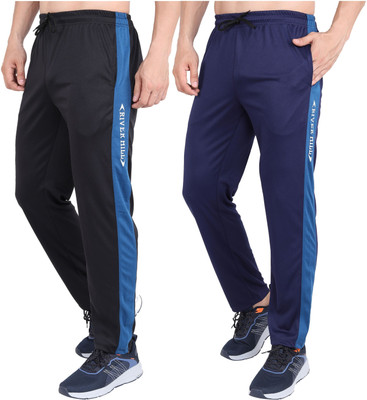 RiverHill Colorblock Men Black, Blue Track Pants