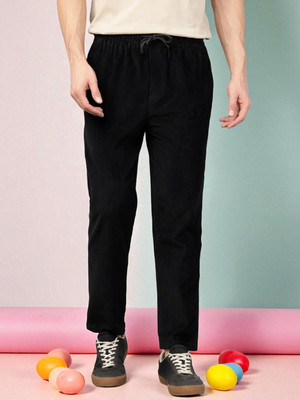 SB Trend Solid Men Black Track Pants