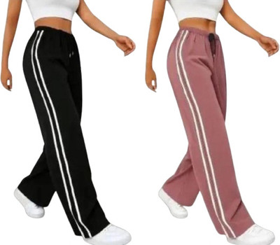 Lionlook Striped Women Black, Pink Track Pants