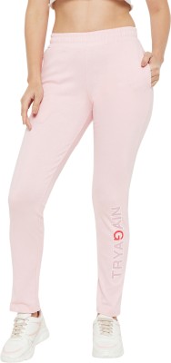 MADAME Solid Women Pink Track Pants