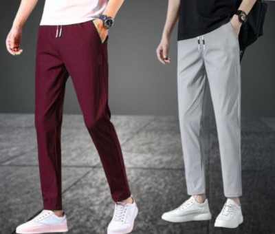 AMGARMENTS Solid Men Maroon, Grey Track Pants