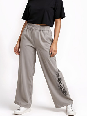 Glitchez Graphic Print Women Grey Track Pants