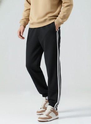 Dockstreet Solid Men Black Track Pants
