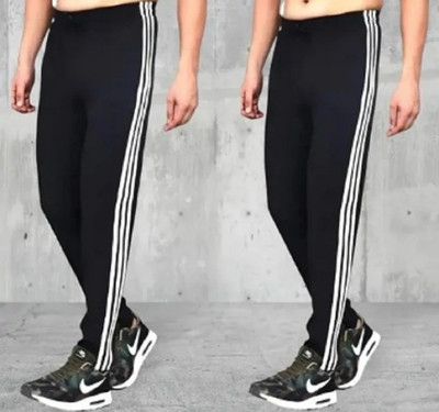 MASTERY Striped Men Black Track Pants