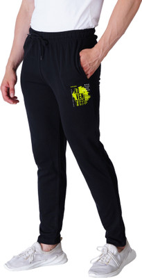 Kartblack Graphic Print Men Black Track Pants