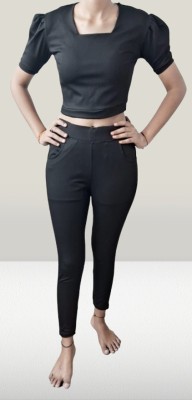 SP FASHION Solid Women Black Track Pants