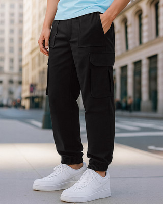 BEWAKOOF Solid Men Black Track Pants