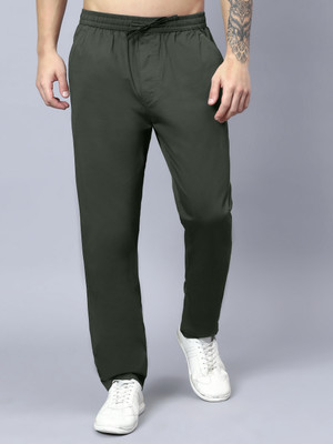 HAUWER Solid Men Olive Track Pants