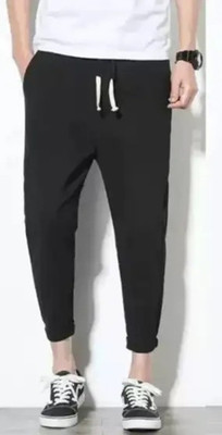 SHMARRT Solid Men Black Track Pants
