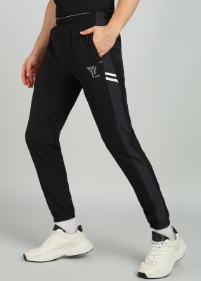 YUNEK Solid Men Black Track Pants