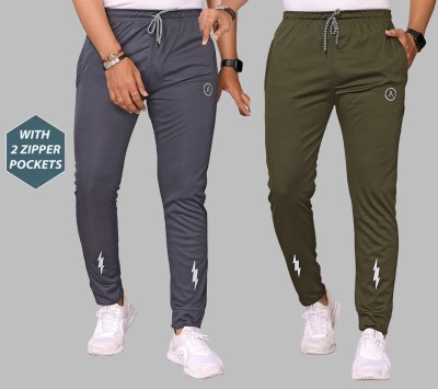 Kashvi Printed Men Grey, Dark Green Track Pants