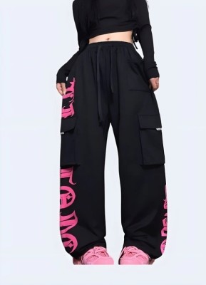 JAI SHREE RADHA Printed Women Black, Pink Track Pants