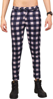 JHON VEGAS Checkered Men Blue Track Pants