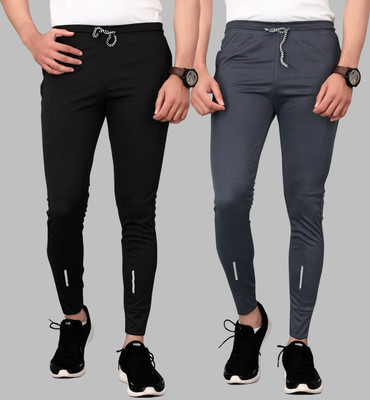 Lyone Solid Men Black, Grey Track Pants