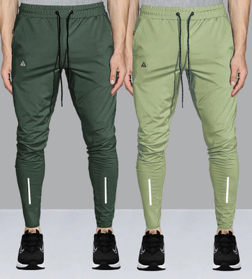 Z-DEVIL Solid Men Green, Dark Green Track Pants