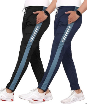 ICEPERA Striped Men Black, Dark Blue Track Pants