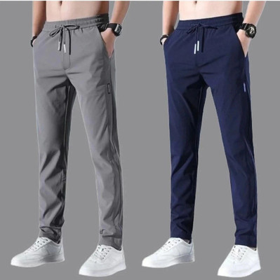 PA FASHION Solid Men Grey, Dark Blue Track Pants