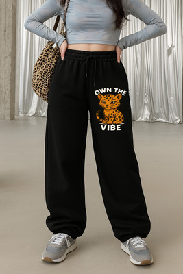 Lveorch Printed Women Black Track Pants