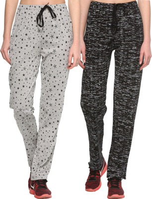 HouseOfCommon Printed Women Black, Grey Track Pants