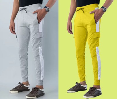 R RIDACHY Colorblock Men Grey, Yellow Track Pants