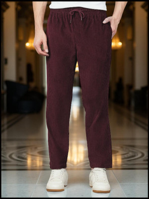 SB Trend Solid Men Maroon Track Pants