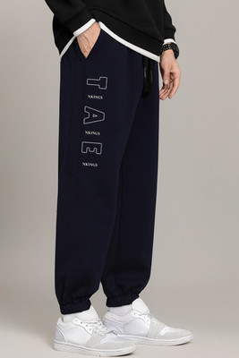 NEXOVATE Printed Men Dark Blue Track Pants
